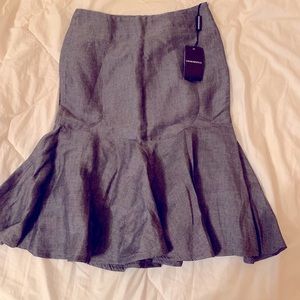 Emperio Armani Gray striped flare business pleated skirt NWT